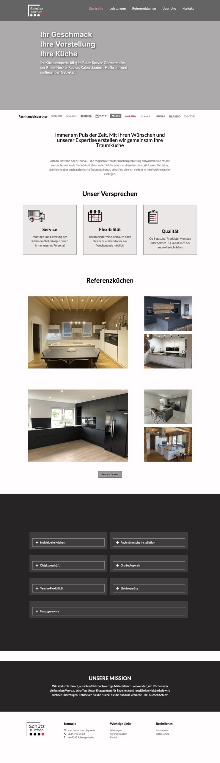 Showcase picture of the old web design for schuetz-kuechen.de