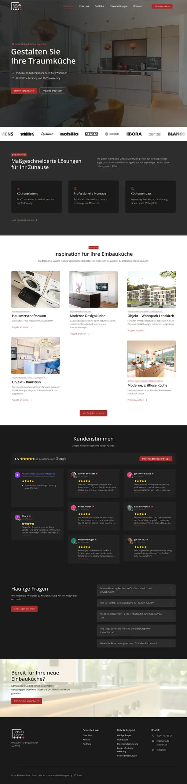Küchen-Schütz – new website Showcase picture of the new web design for schuetz-kuechen.de